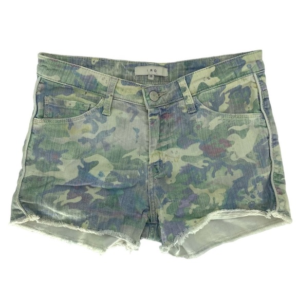 IRO Paris camouflage jean shorts pastel green purple 25 / US 4 ilena denim